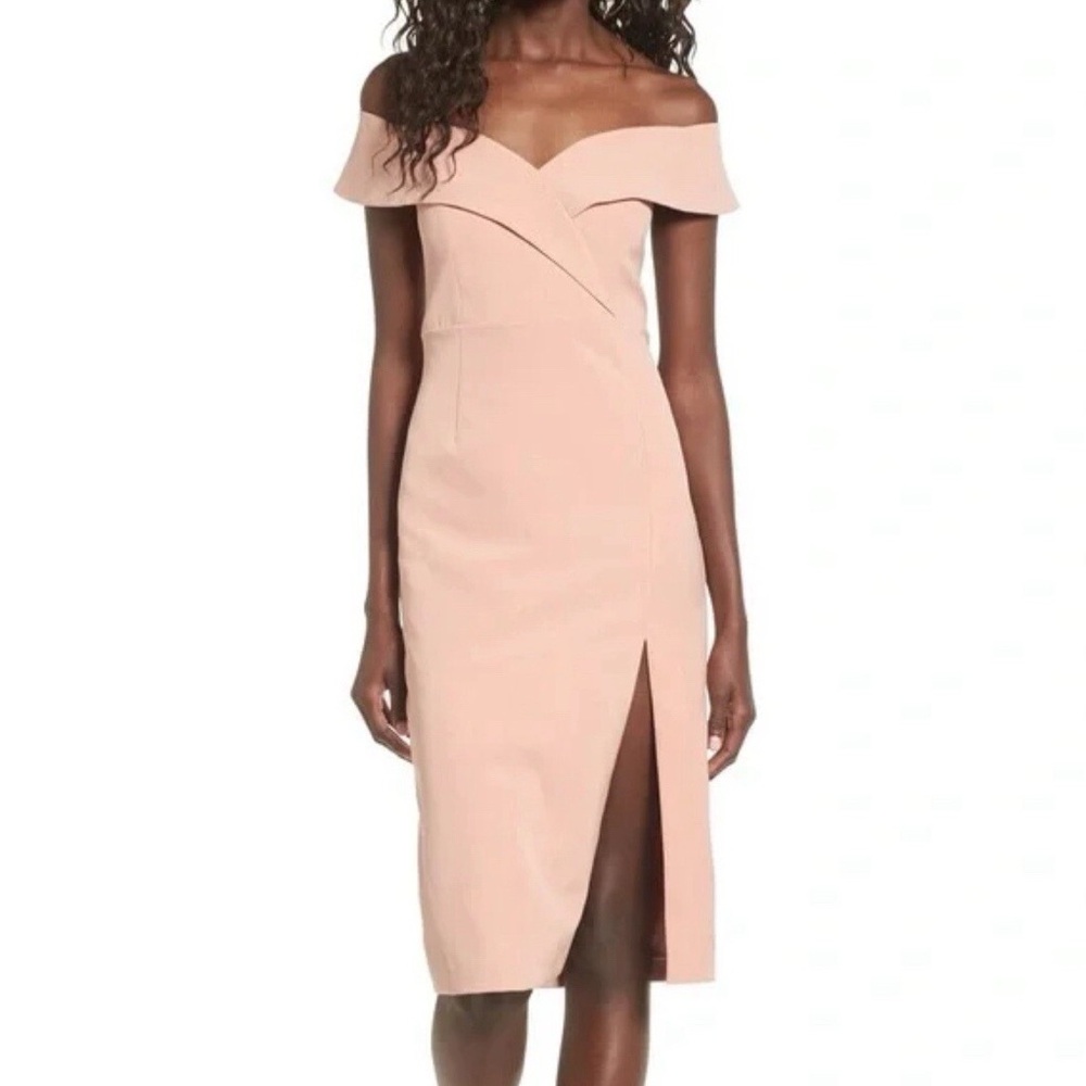 Bardot Bella Midi Dress Off-Shoulder Peach Women’s Size 4 NWT